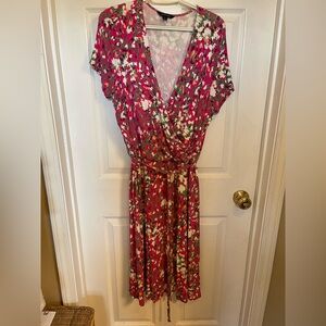 Floral Wrap Dress in Pink and White by Lands End, size xL